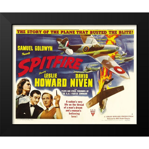 Spitifire Lobby Card-1943 Black Modern Wood Framed Art Print by Vintage Hollywood Archive