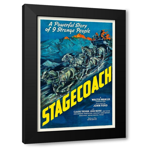 Stagecoach-1939 Black Modern Wood Framed Art Print with Double Matting by Vintage Hollywood Archive