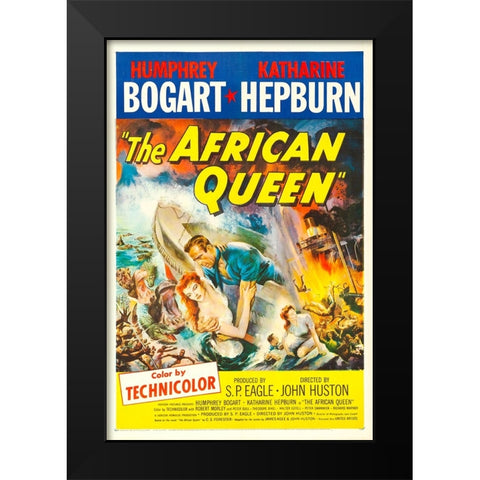 The African Queen-1952 Black Modern Wood Framed Art Print by Vintage Hollywood Archive