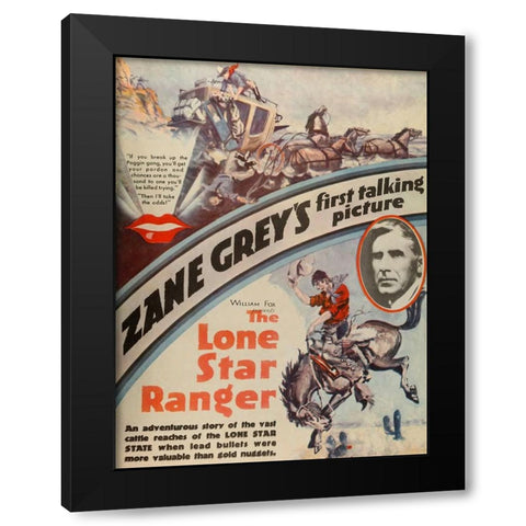 The Lone Star Ranger-1929 Black Modern Wood Framed Art Print by Vintage Hollywood Archive