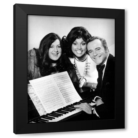 Cass Elliot-Diahann Carroll-Jack Lemmon-1973 Black Modern Wood Framed Art Print by Vintage Music Archive
