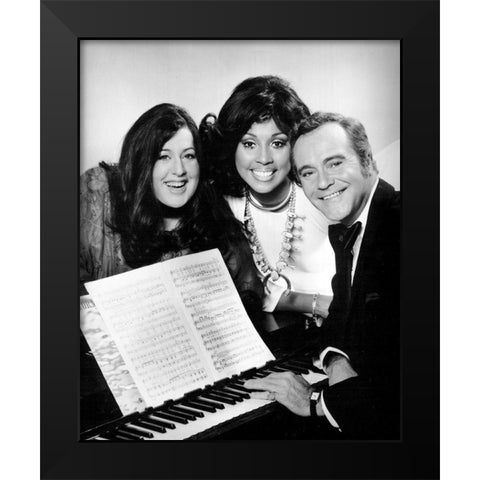 Cass Elliot-Diahann Carroll-Jack Lemmon-1973 Black Modern Wood Framed Art Print by Vintage Music Archive