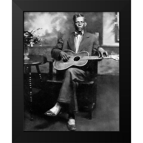 Charley Patton-1929 Black Modern Wood Framed Art Print by Vintage Music Archive