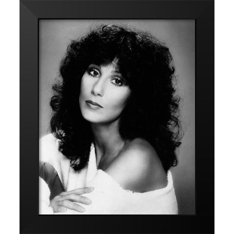 Cher Casablanca Black Modern Wood Framed Art Print by Vintage Music Archive