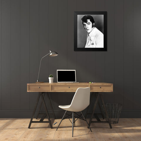 Elvis Presley-1968 Black Modern Wood Framed Art Print by Vintage Music Archive