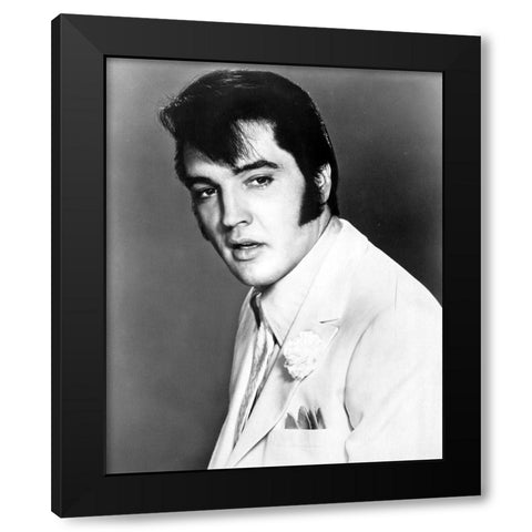 Elvis Presley-1968 Black Modern Wood Framed Art Print by Vintage Music Archive