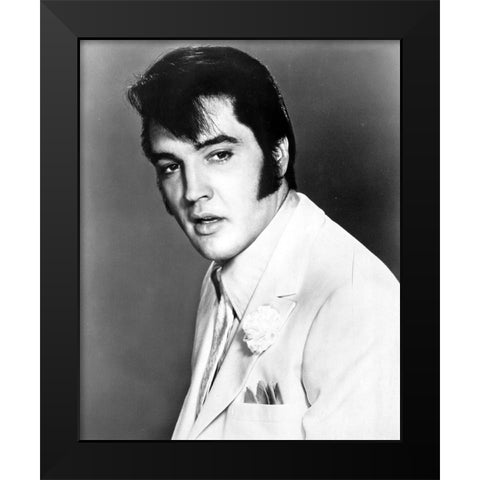Elvis Presley-1968 Black Modern Wood Framed Art Print by Vintage Music Archive