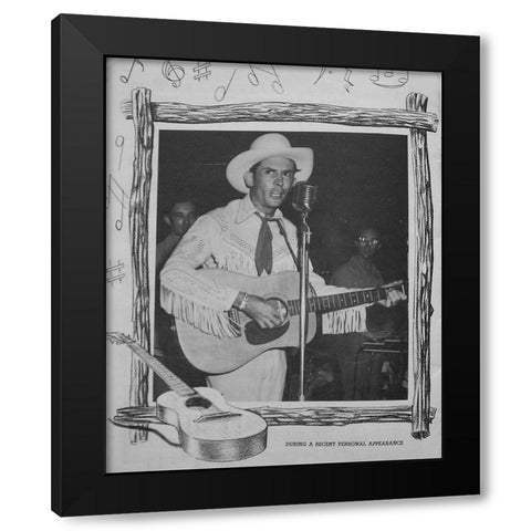 Hank Williams Black Modern Wood Framed Art Print with Double Matting by Vintage Music Archive