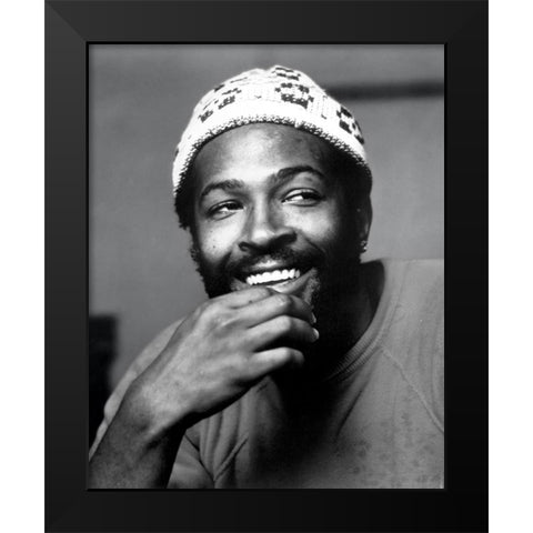 Marvin Gaye-1973 Black Modern Wood Framed Art Print by Vintage Music Archive