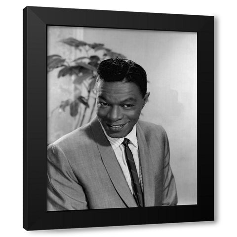 Nat King Cole-1964 Black Modern Wood Framed Art Print by Vintage Music Archive
