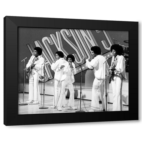 The Jackson 5-1972 Black Modern Wood Framed Art Print by Vintage Music Archive