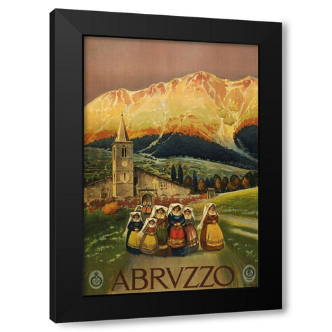 Abrvzzo-Italy Black Modern Wood Framed Art Print by Vintage Travel Posters