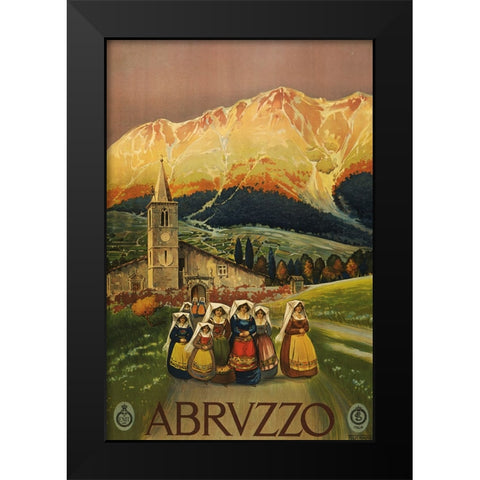Abrvzzo-Italy Black Modern Wood Framed Art Print by Vintage Travel Posters