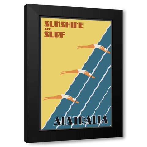 Australia Vintage Poster Black Modern Wood Framed Art Print by Vintage Travel Posters