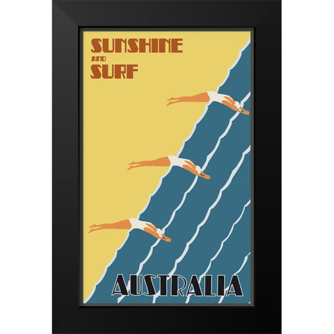 Australia Vintage Poster Black Modern Wood Framed Art Print by Vintage Travel Posters
