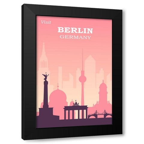 Berlin Travel Poster Black Modern Wood Framed Art Print with Double Matting by Vintage Travel Posters