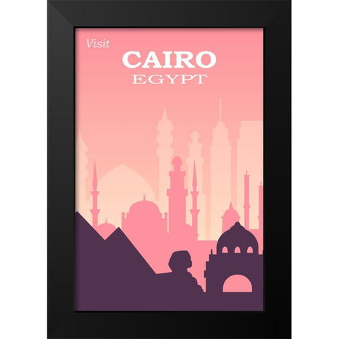Cairo Travel Poster Black Modern Wood Framed Art Print by Vintage Travel Posters