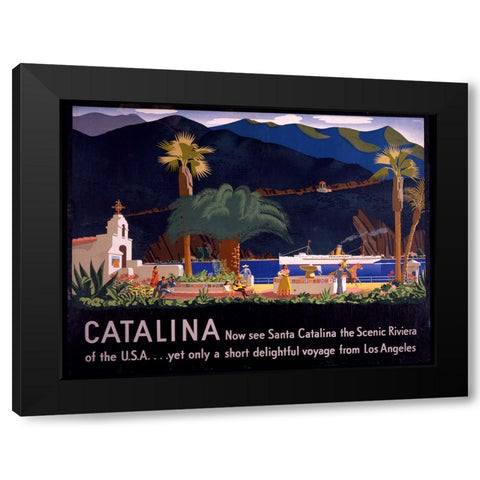 Catalina Travel Poster Black Modern Wood Framed Art Print with Double Matting by Vintage Travel Posters
