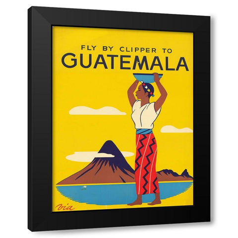 Fly by Clipper to Guatemala Black Modern Wood Framed Art Print with Double Matting by Vintage Travel Posters