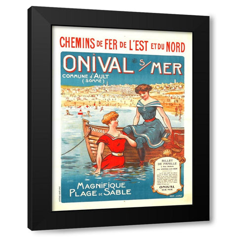 Onival Sur Mer-French Vintage Poster Black Modern Wood Framed Art Print by Vintage Travel Posters