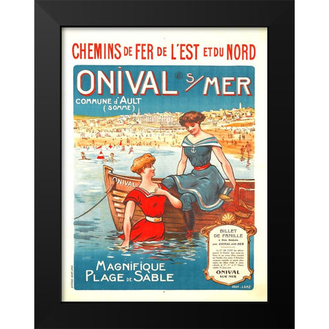 Onival Sur Mer-French Vintage Poster Black Modern Wood Framed Art Print by Vintage Travel Posters
