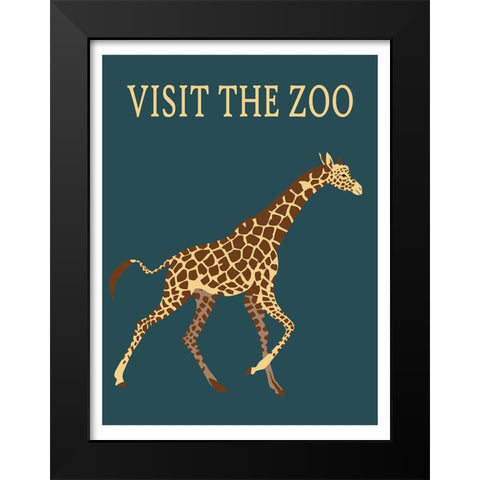 Giraffe Zoo Black Modern Wood Framed Art Print by Vintage Travel Posters