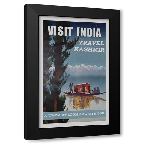 India Kashmir Black Modern Wood Framed Art Print by Vintage Travel Posters