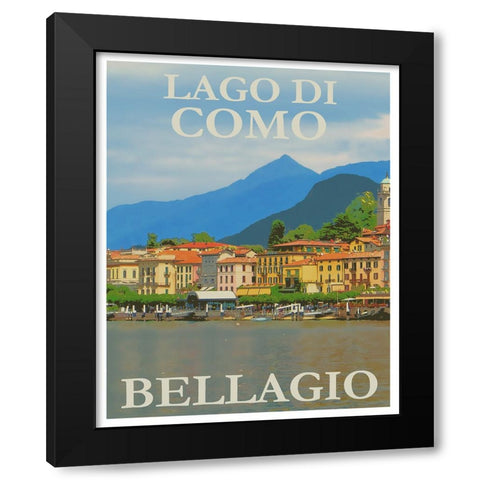 Lake Como Italy Travel Poster Black Modern Wood Framed Art Print by Vintage Travel Posters