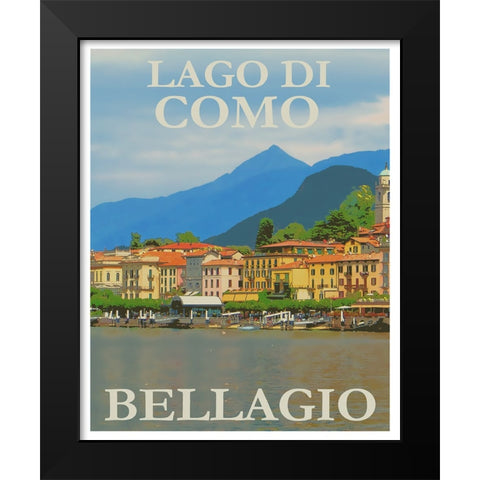 Lake Como Italy Travel Poster Black Modern Wood Framed Art Print by Vintage Travel Posters