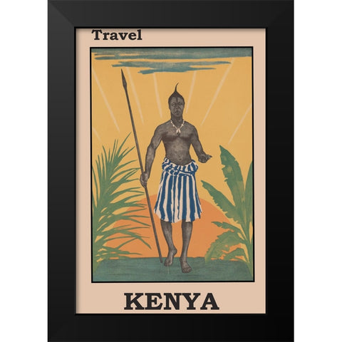 Kenya Africa Travel Poster Black Modern Wood Framed Art Print by Vintage Travel Posters
