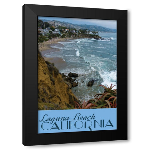Laguna Beach Travel Poster Black Modern Wood Framed Art Print by Vintage Travel Posters