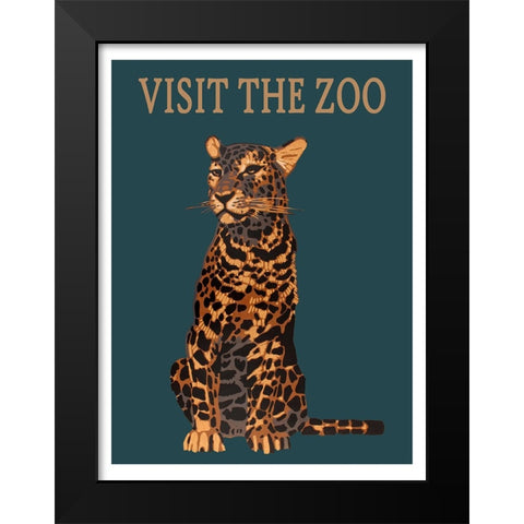 Leopard Zoo Black Modern Wood Framed Art Print by Vintage Travel Posters