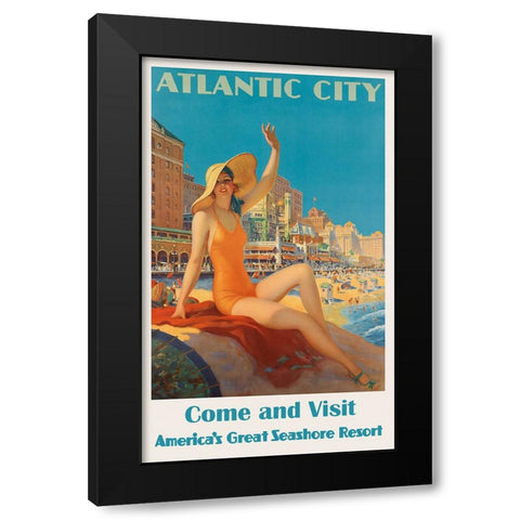 New Jersey Travel Poster Black Modern Wood Framed Art Print by Vintage Travel Posters