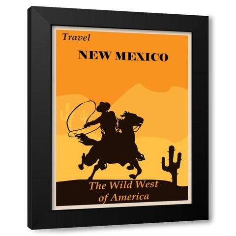 New Mexico Travel Poster Black Modern Wood Framed Art Print by Vintage Travel Posters