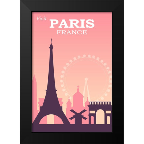 Paris Travel Poster Black Modern Wood Framed Art Print by Vintage Travel Posters