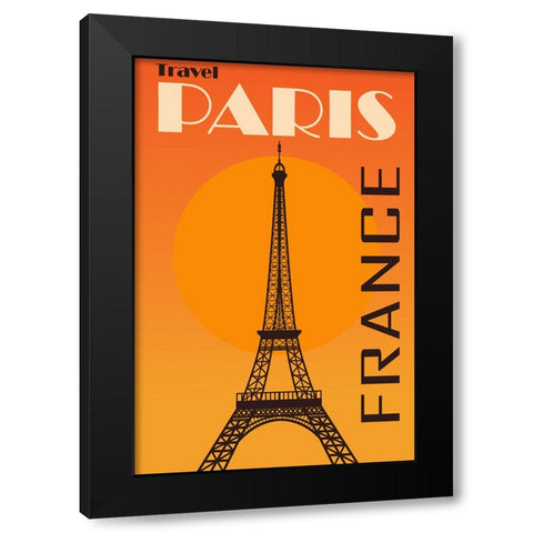 Travel Paris France Poster Black Modern Wood Framed Art Print with Double Matting by Vintage Travel Posters