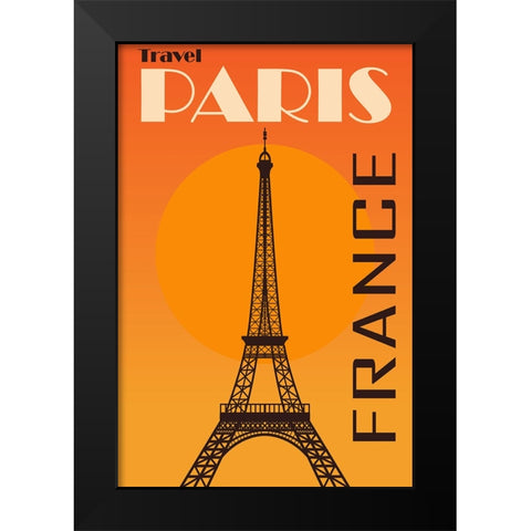 Travel Paris France Poster Black Modern Wood Framed Art Print by Vintage Travel Posters