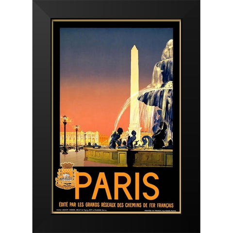 Travel Poster Paris Black Modern Wood Framed Art Print by Vintage Travel Posters