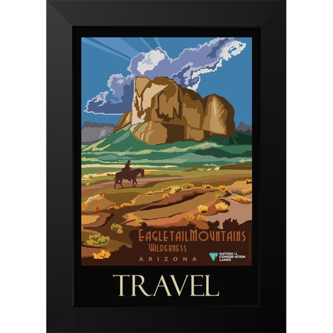 Arizona Eagle Tail Mountains Poster Black Modern Wood Framed Art Print by Vintage Travel Posters