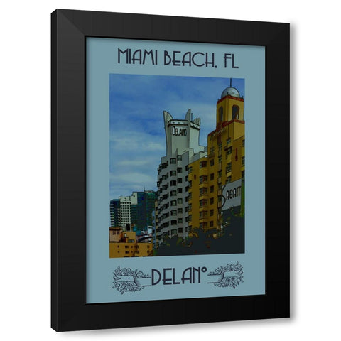 Vintage Miami Poster Black Modern Wood Framed Art Print with Double Matting by Vintage Travel Posters