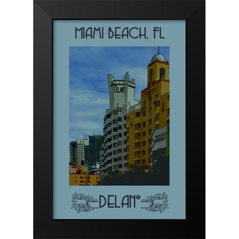 Vintage Miami Poster Black Modern Wood Framed Art Print by Vintage Travel Posters