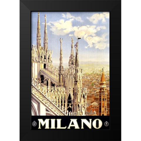 Vintage Milano Poster Black Modern Wood Framed Art Print by Vintage Travel Posters