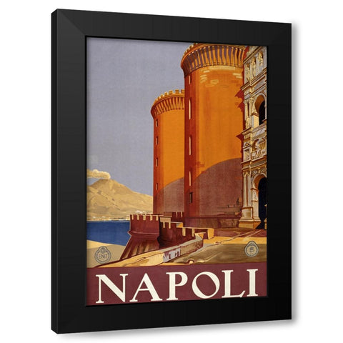 Vintage Napoli Poster Black Modern Wood Framed Art Print by Vintage Travel Posters