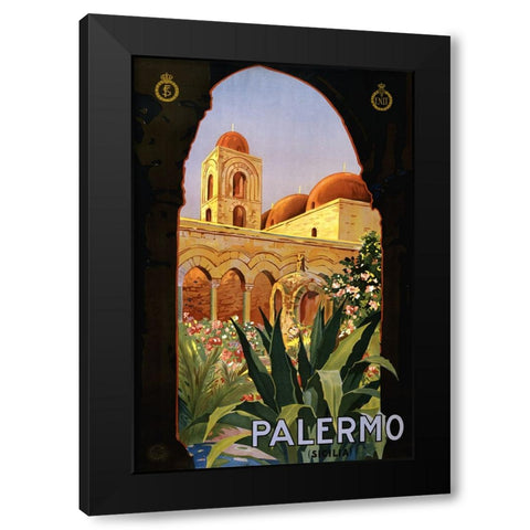 Vintage Palermo Poster Black Modern Wood Framed Art Print by Vintage Travel Posters