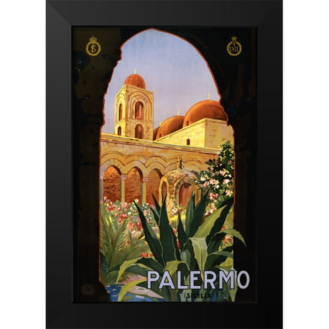 Vintage Palermo Poster Black Modern Wood Framed Art Print by Vintage Travel Posters