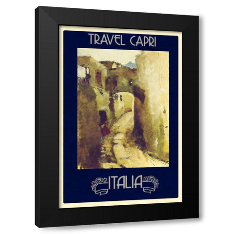 Vintage Capri Poster Black Modern Wood Framed Art Print by Vintage Travel Posters