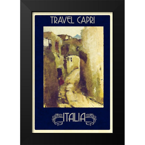 Vintage Capri Poster Black Modern Wood Framed Art Print by Vintage Travel Posters