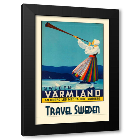 Varmland Sweden Vintage Travel Poster Black Modern Wood Framed Art Print with Double Matting by Vintage Travel Posters