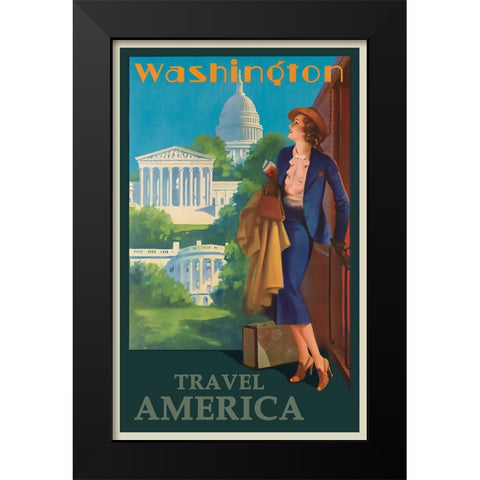 Washington DC Travel Posteer Black Modern Wood Framed Art Print by Vintage Travel Posters