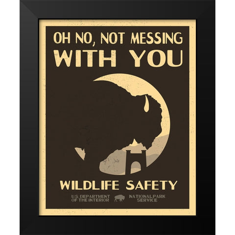 Wildlife Safety Poster Black Modern Wood Framed Art Print by Vintage Travel Posters